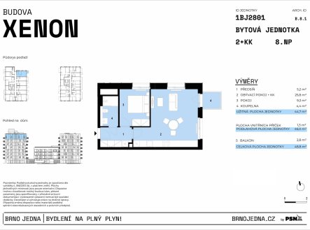 Prodej bytu, 2+kk, 49 m²