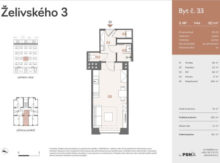 Prodej bytu, 1+kk, 32 m²