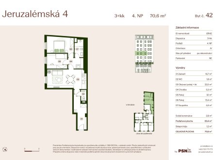 Prodej bytu, 3+kk, 71 m²