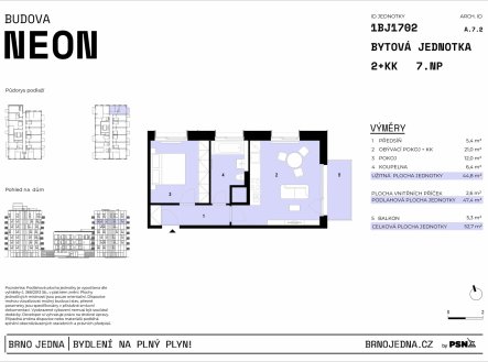 Prodej bytu, 2+kk, 53 m²