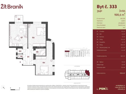 Prodej bytu, 3+kk, 100 m²