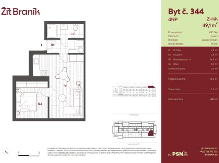 Prodej bytu, 2+kk, 49 m²