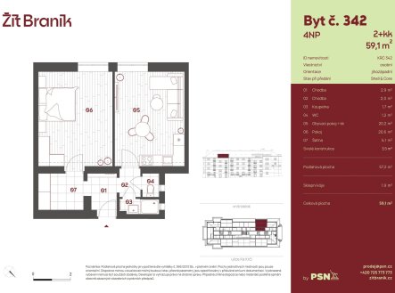 Prodej bytu, 2+kk, 59 m²