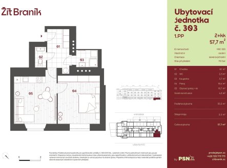 Prodej bytu, 2+kk, 58 m²