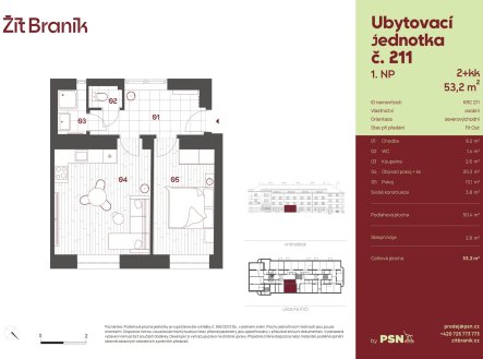 Prodej bytu, 2+kk, 53 m²