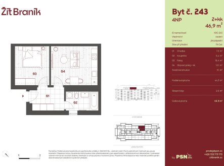 Prodej bytu, 2+kk, 47 m²