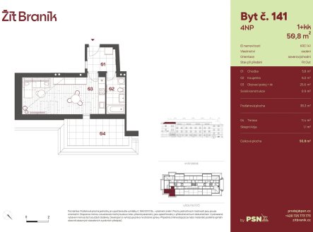 Prodej bytu, 1+kk, 51 m²