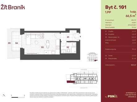 Prodej bytu, 1+kk, 67 m²