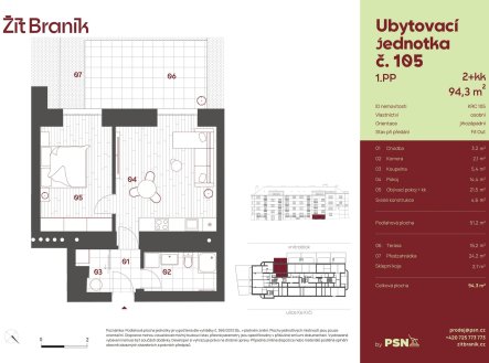Prodej bytu, 2+kk, 94 m²