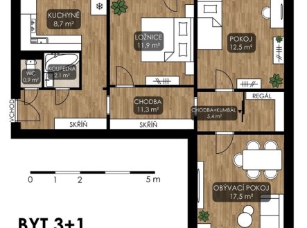 Prodej bytu, 3+1, 76 m²