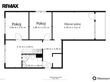 Prodej bytu, 3+1, 69 m²