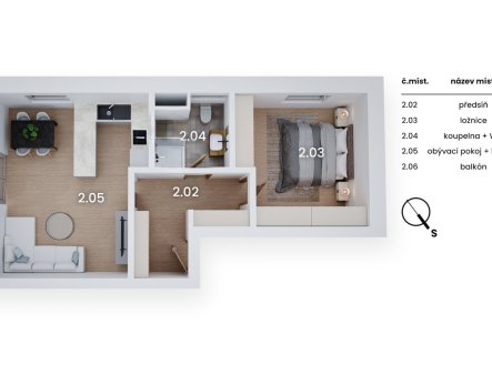 Prodej bytu, 2+kk, 51 m²