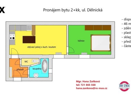 Pronájem bytu, 2+kk, 52 m²