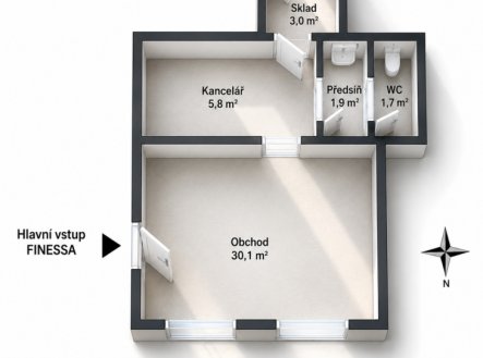 Pronájem obchodní prostory, 42 m²