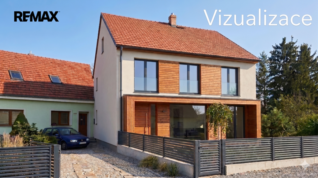 Čelní pohled na dům - vizualizace možného budoucího vzhledu domuvzhledu