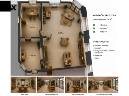 Prodej obchodní prostory, 74 m²