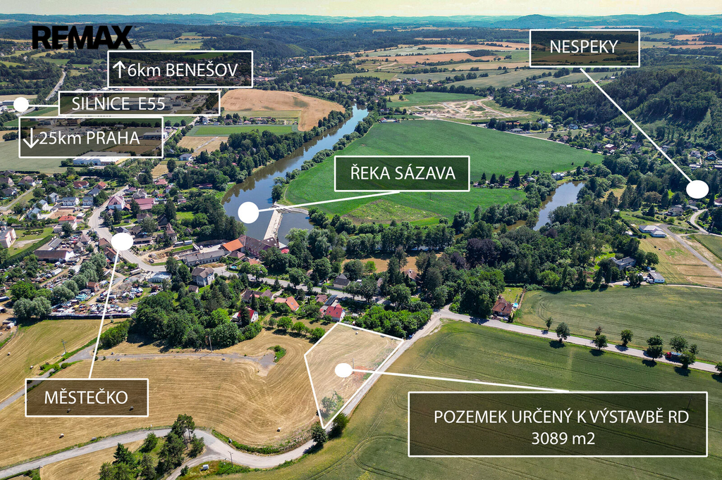 Pozemek 3.089 m2 - situace