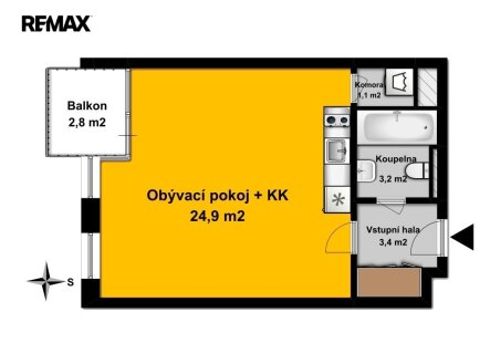 Pronájem bytu, 1+kk, 37 m²