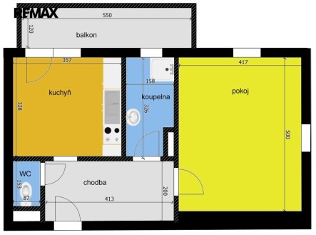 Pronájem bytu, 1+1, 53 m²