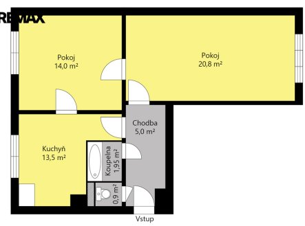 Prodej bytu, 2+1, 56 m²