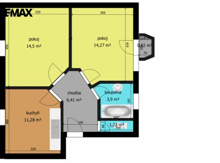 Pronájem bytu, 2+1, 47 m²
