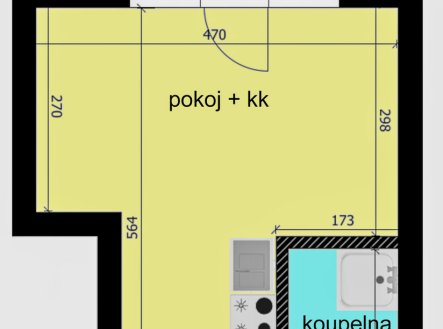Pronájem bytu, 1+kk, 27 m²