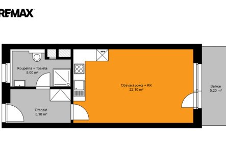 Pronájem bytu, 1+kk, 37 m²