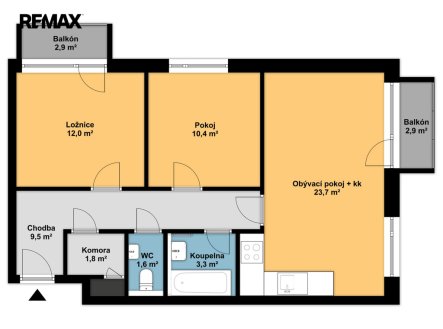 Pronájem bytu, 3+kk, 62 m²