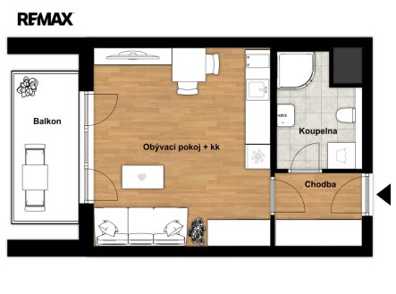 Pronájem bytu, 1+kk, 31 m²