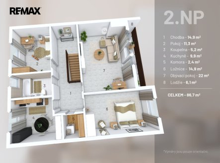 Půdorys 2.NP | Prodej - dům/vila, 220 m²