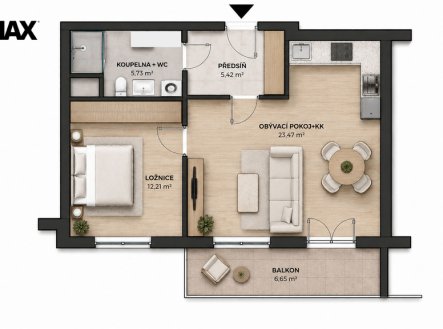 Pronájem bytu, 2+kk, 46 m²