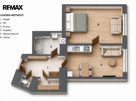 Pronájem bytu, 2+kk, 49 m²