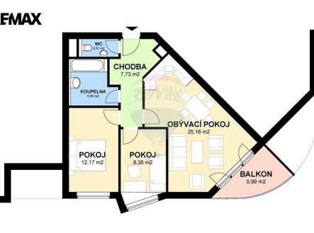 Pronájem bytu, 3+kk, 62 m²