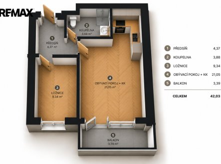 Pronájem bytu, 2+kk, 41 m²
