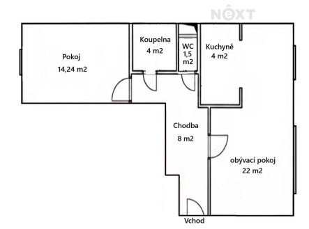 Pronájem bytu, 2+kk, 53 m²