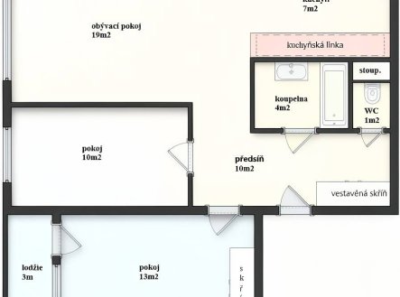 Pronájem bytu, 3+1, 67 m²