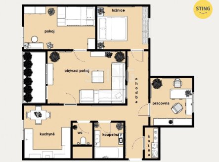 Prodej bytu, 4+1, 75 m²