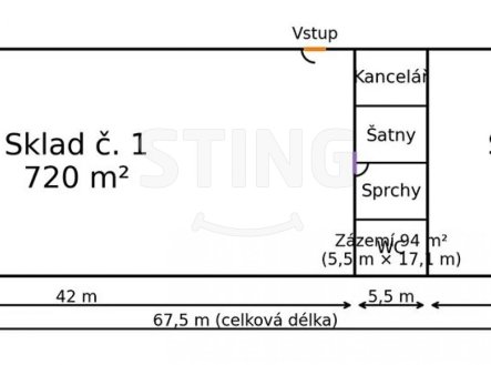 Pronájem komerčního objektu, sklad, 1 156 m²