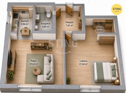 Prodej bytu, 2+kk, 70 m²
