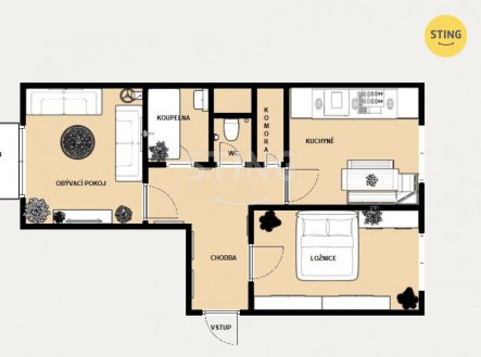 Prodej bytu, 2+1, 58 m²