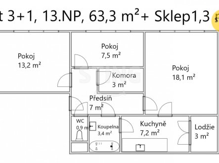 Prodej bytu, 3+1, 62 m²
