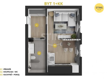 Pronájem bytu, 1+kk, 25 m²