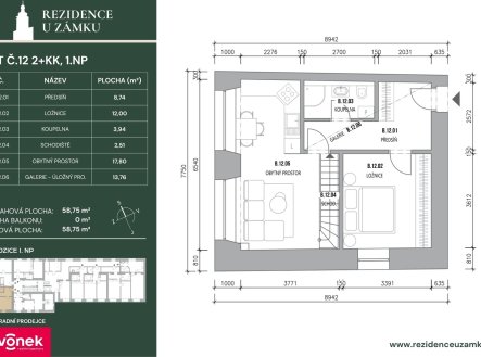 Prodej bytu, 2+kk, 62 m²
