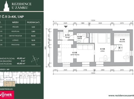 Prodej bytu, 3+kk, 48 m²