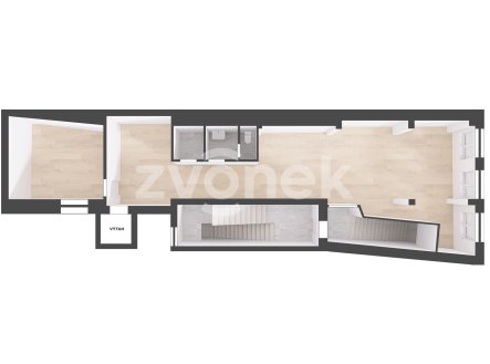 RAŠÍNOVA68_Půdorys_patro | Pronájem - obchodní prostor, 107 m²