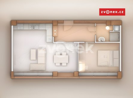 Pronájem bytu, 2+kk, 47 m²