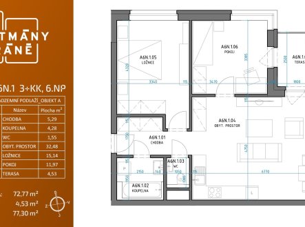 Pronájem bytu, 3+kk, 78 m²