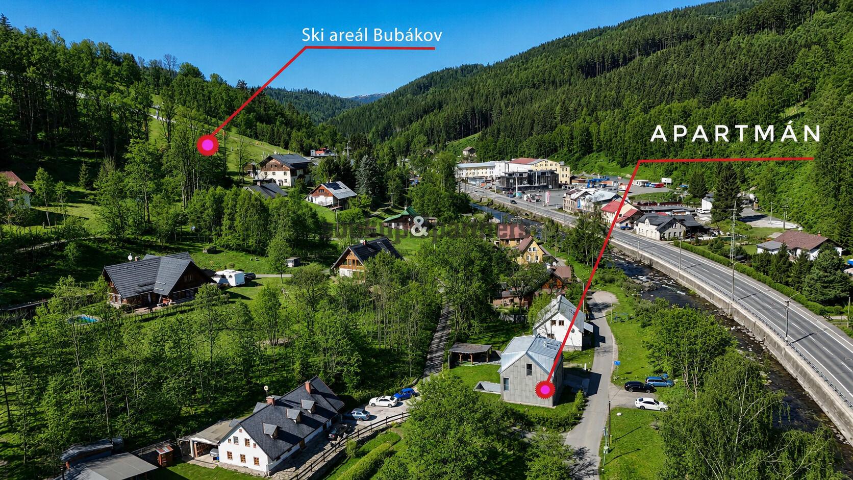Byt 1+kk - 28 m2, Novostavba se zahradou, Sauna, Ski areál Herlíkovice - Bubákov, Hořejší Vrchlabí.