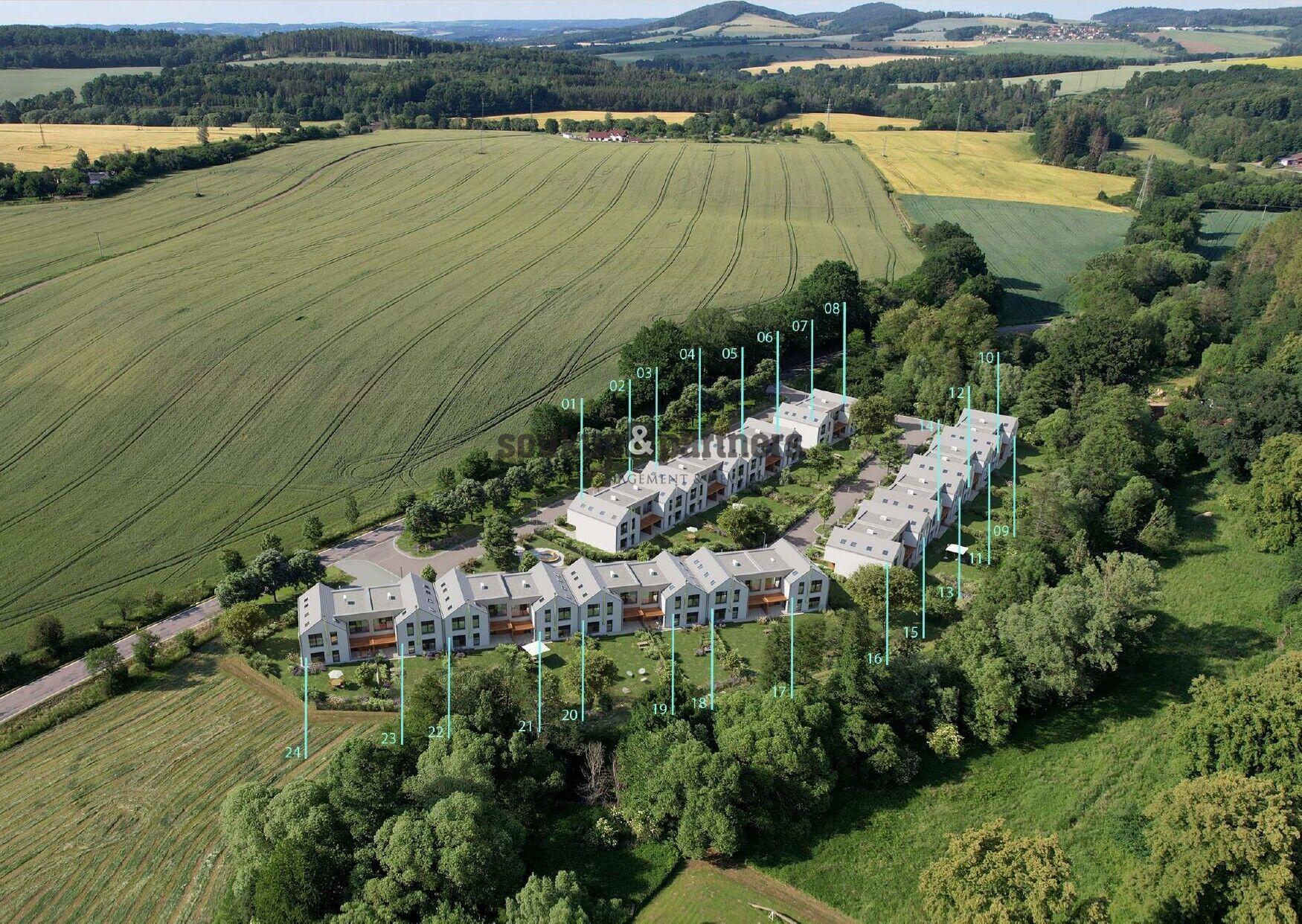 Družstevní RD 5+kk - 154 m2, pozemek 350 m2, Kolaudace 3Q/2027, projekt VICINIA Benešov.