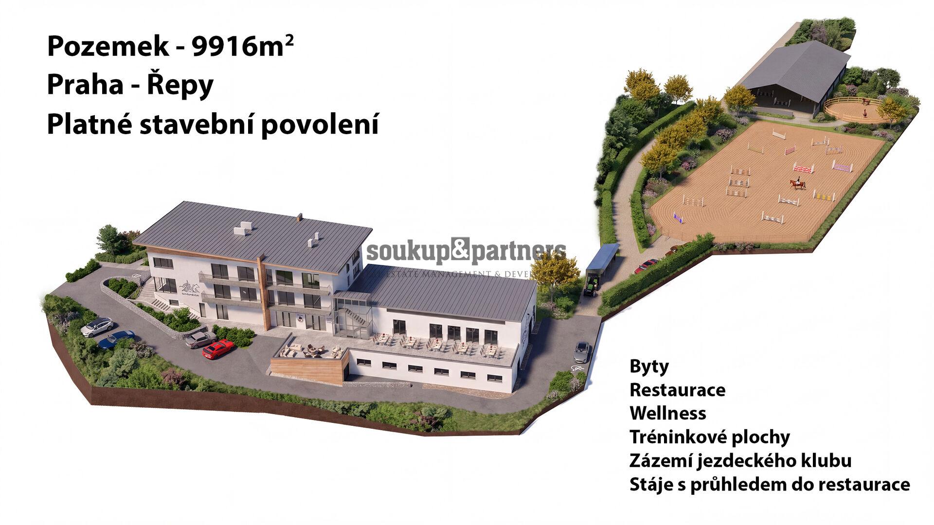 Pozemek - 9.916 m2, projekt se stavebním povolením, Praha 6 - Řepy.